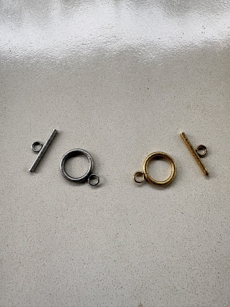 perlesetcreationbijoux - fermoir T 14 mm en acier inoxydable pailleté doré et argenté