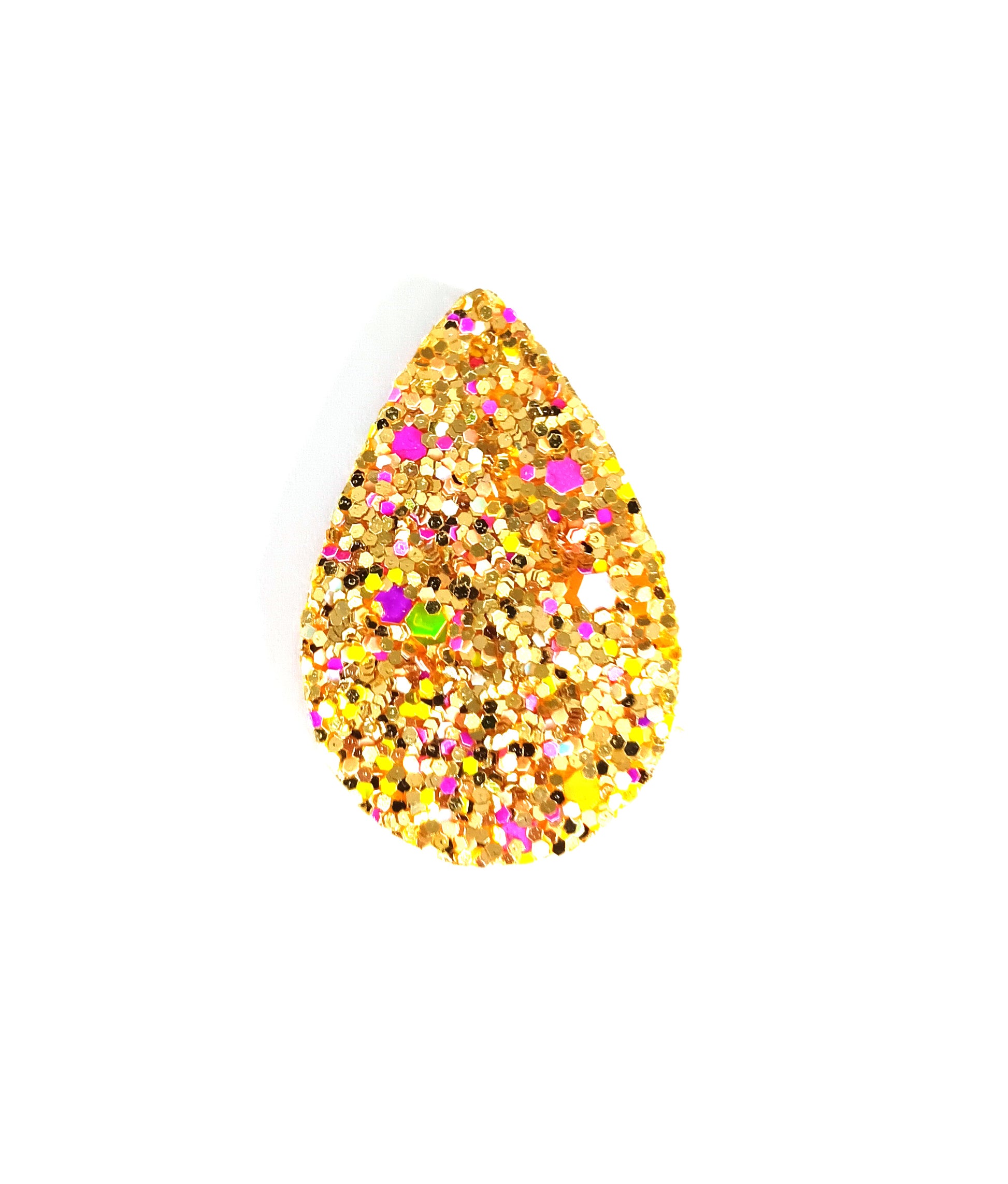 Pendentif goutte pailletée en simili cuir - 39x25 mm