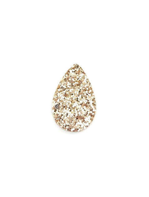 Pendentif goutte pailletée en simili cuir - 39x25 mm