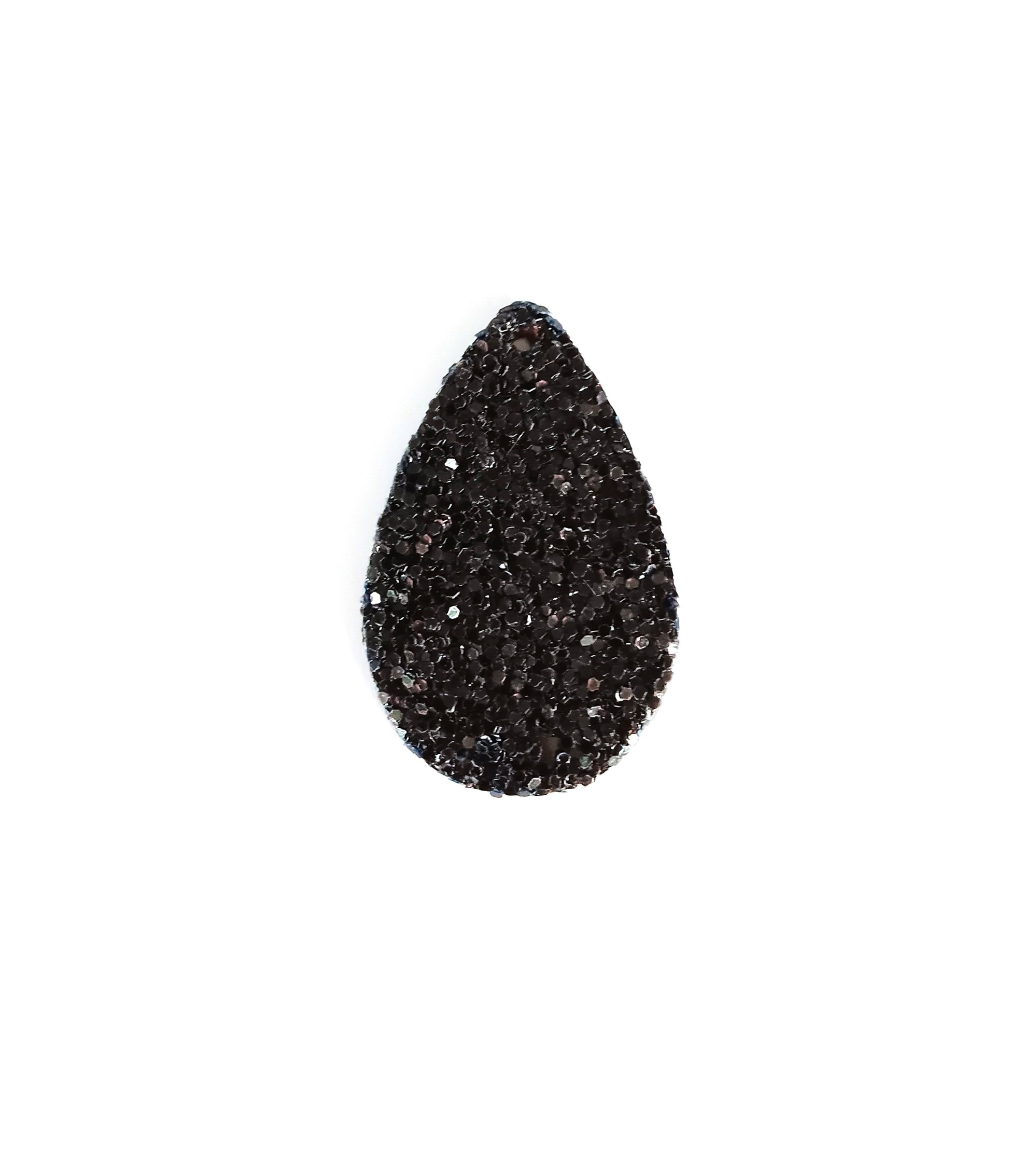 Pendentif goutte pailletée en simili cuir - 39x25 mm