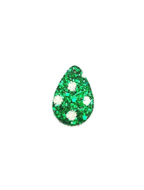 Pendentif goutte pailletée en simili cuir - 39x25 mm