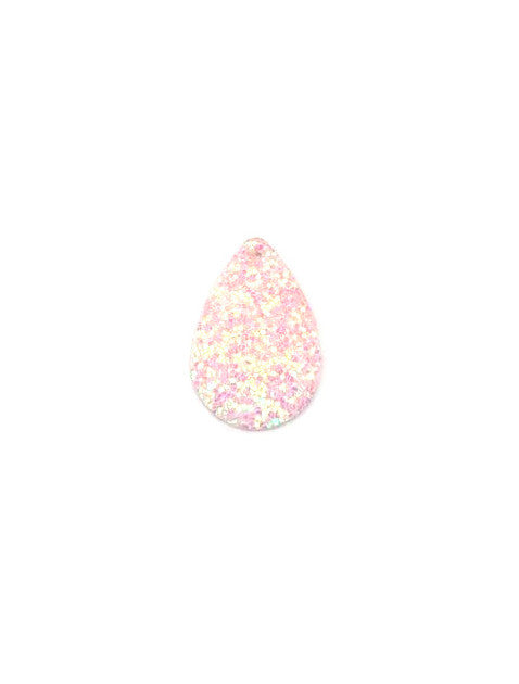 Pendentif goutte pailletée en simili cuir - 39x25 mm