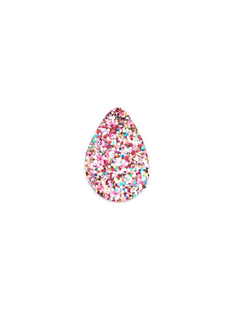 Pendentif goutte pailletée en simili cuir - 39x25 mm