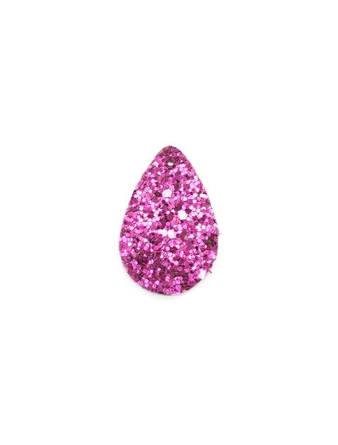 Pendentif goutte pailletée en simili cuir - 39x25 mm
