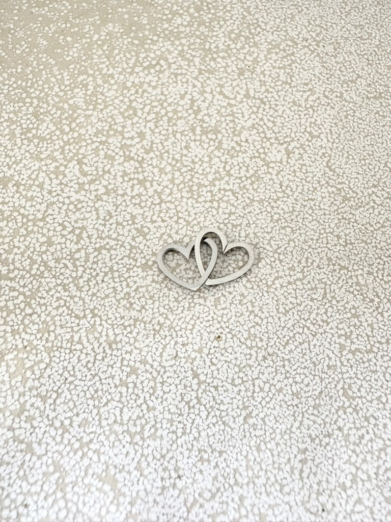 perlesetcreationbijoux - intercalaire double coeur en acier inoxydable argenté de 21 mm