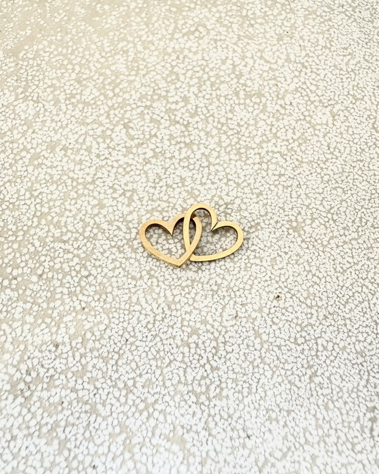perlesetcreationbijoux - intercalaire double coeur en acier inoxydable doré de 21 mm