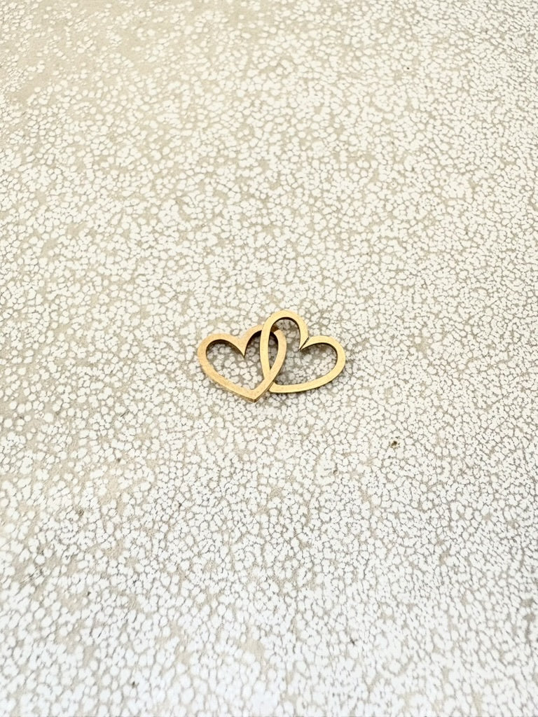 perlesetcreationbijoux - intercalaire double coeur en acier inoxydable doré de 21 mm