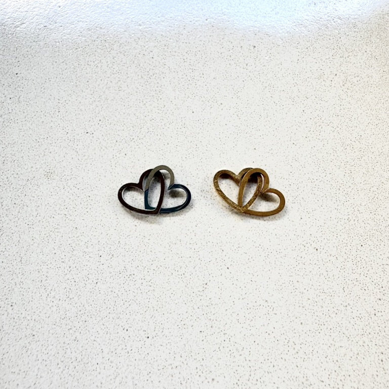 perlesetcreationbijoux - intercalaires double coeur en acier inoxydable doré  et argenté de 21 mm