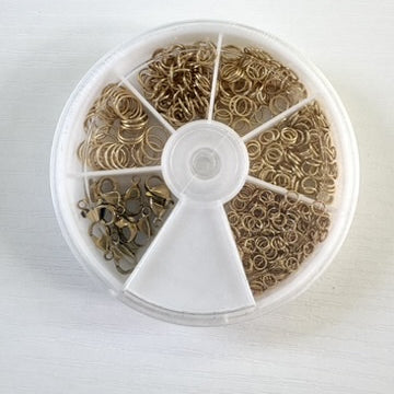 perlesetcreationbijoux - kit anneaux de jonction et fermoirs mousqueton en acier inoxydable doré