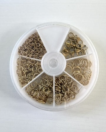 perlesetcreationbijoux - kit anneaux de jonction et fermoirs mousqueton en acier inoxydable doré