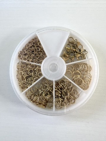 perlesetcreationbijoux - kit anneaux de jonction et fermoirs mousqueton en acier inoxydable doré