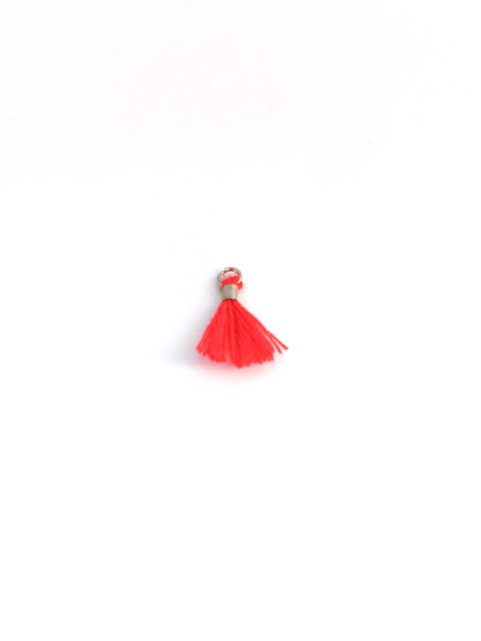 Mini pompon en coton attache argentée - 10 mm