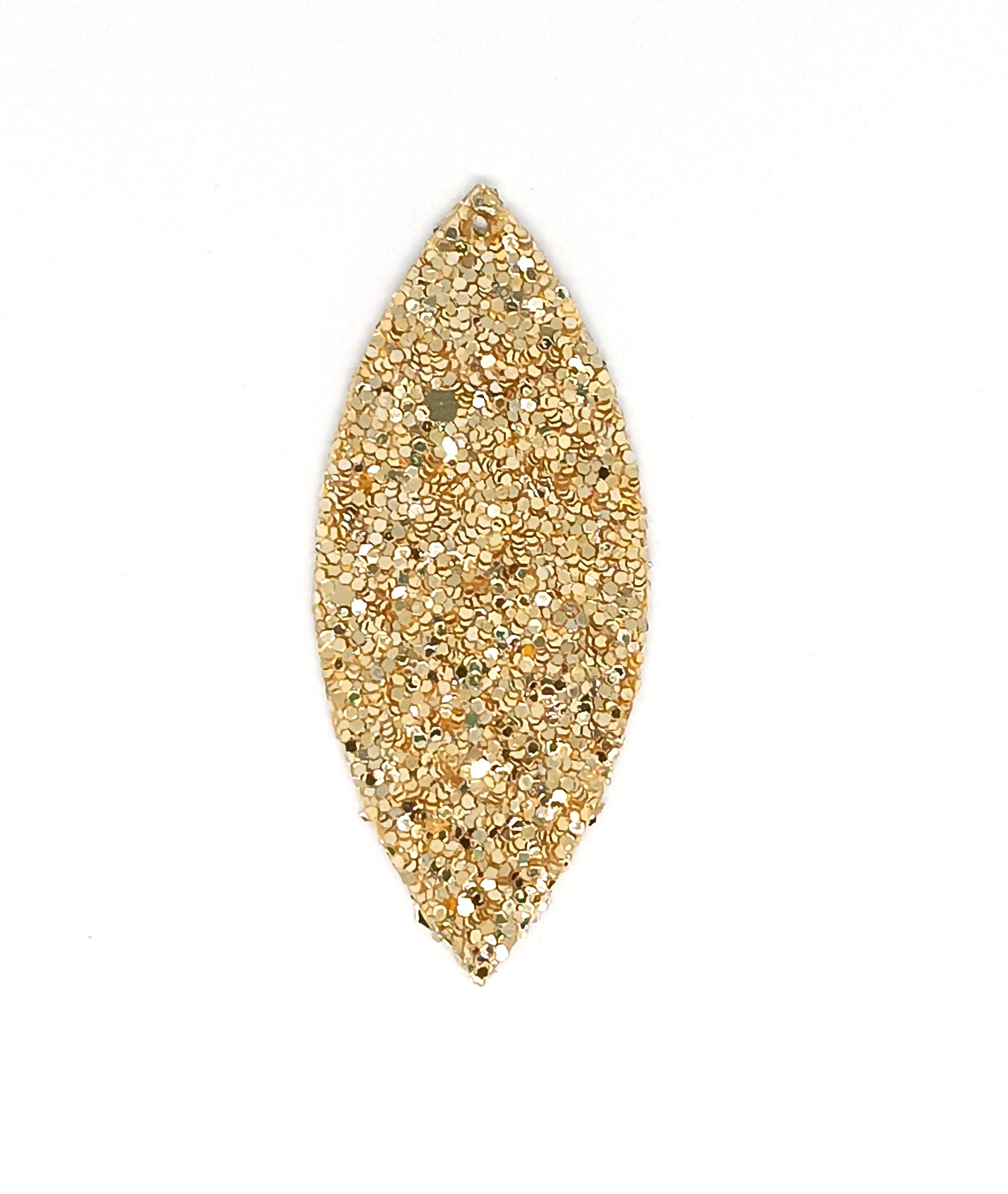Pendentif navette pailletée en simili cuir - 59x25 mm