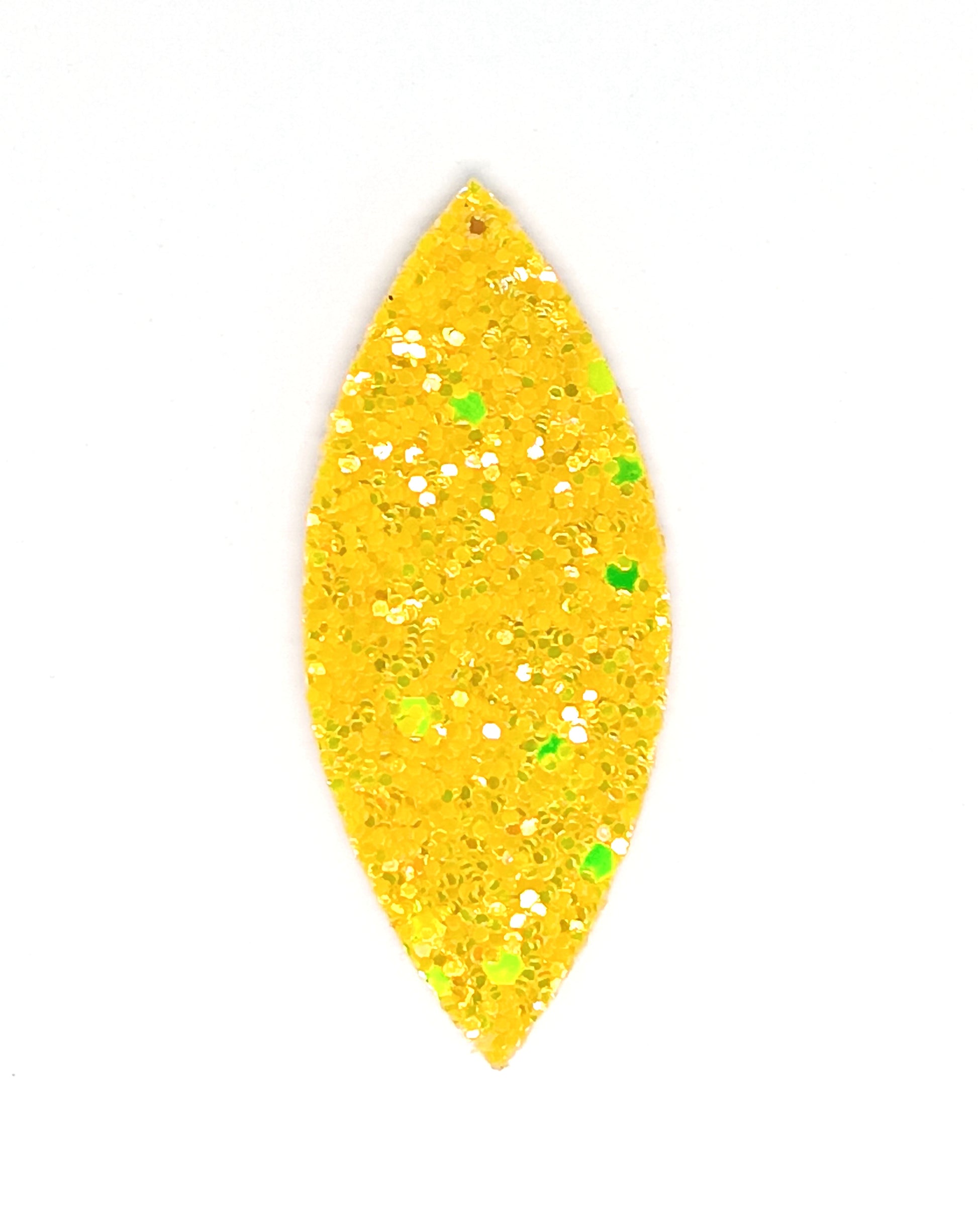 Pendentif navette pailletée en simili cuir - 59x25 mm