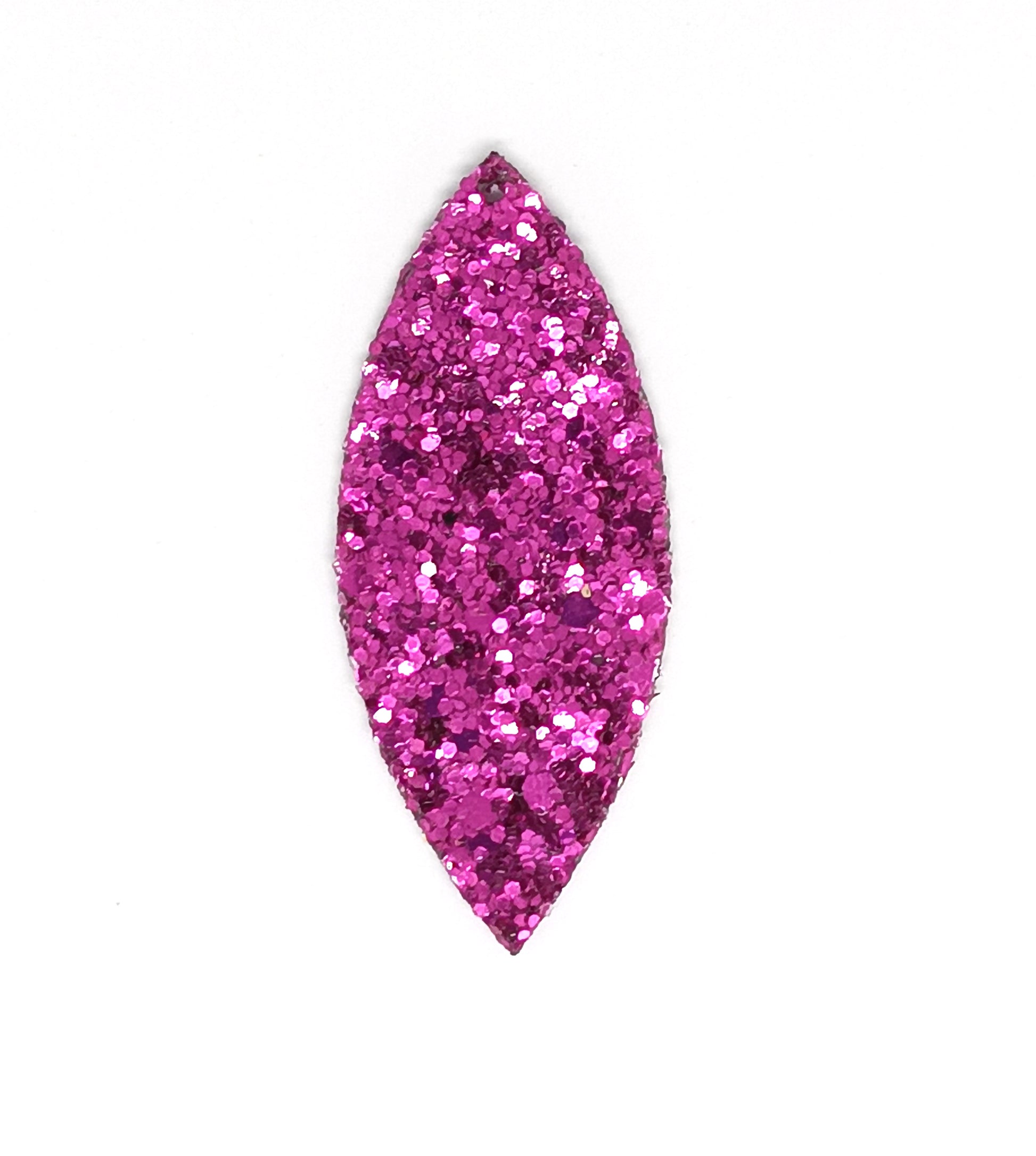 Pendentif navette pailletée en simili cuir - 59x25 mm