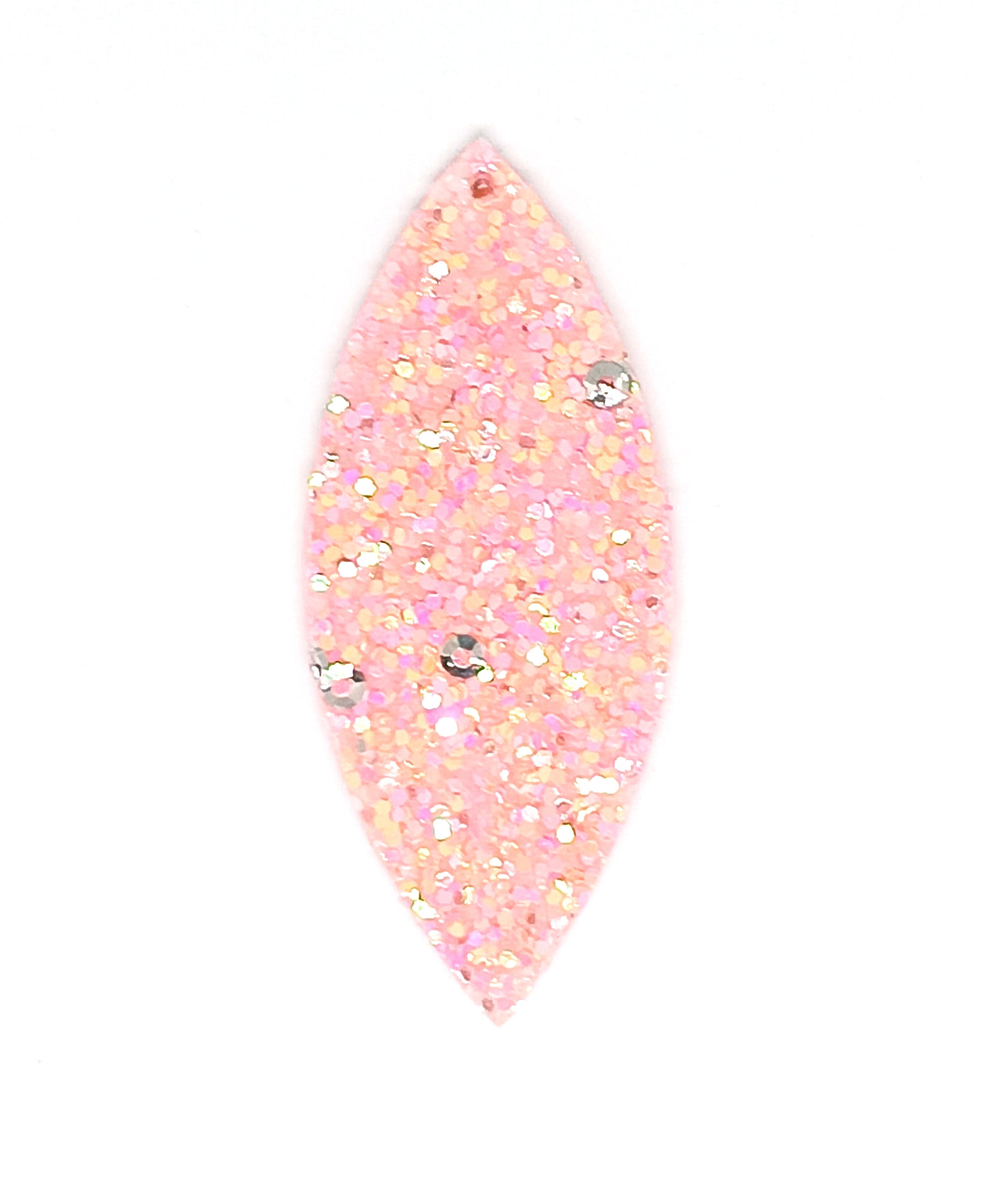 Pendentif navette pailletée en simili cuir - 59x25 mm