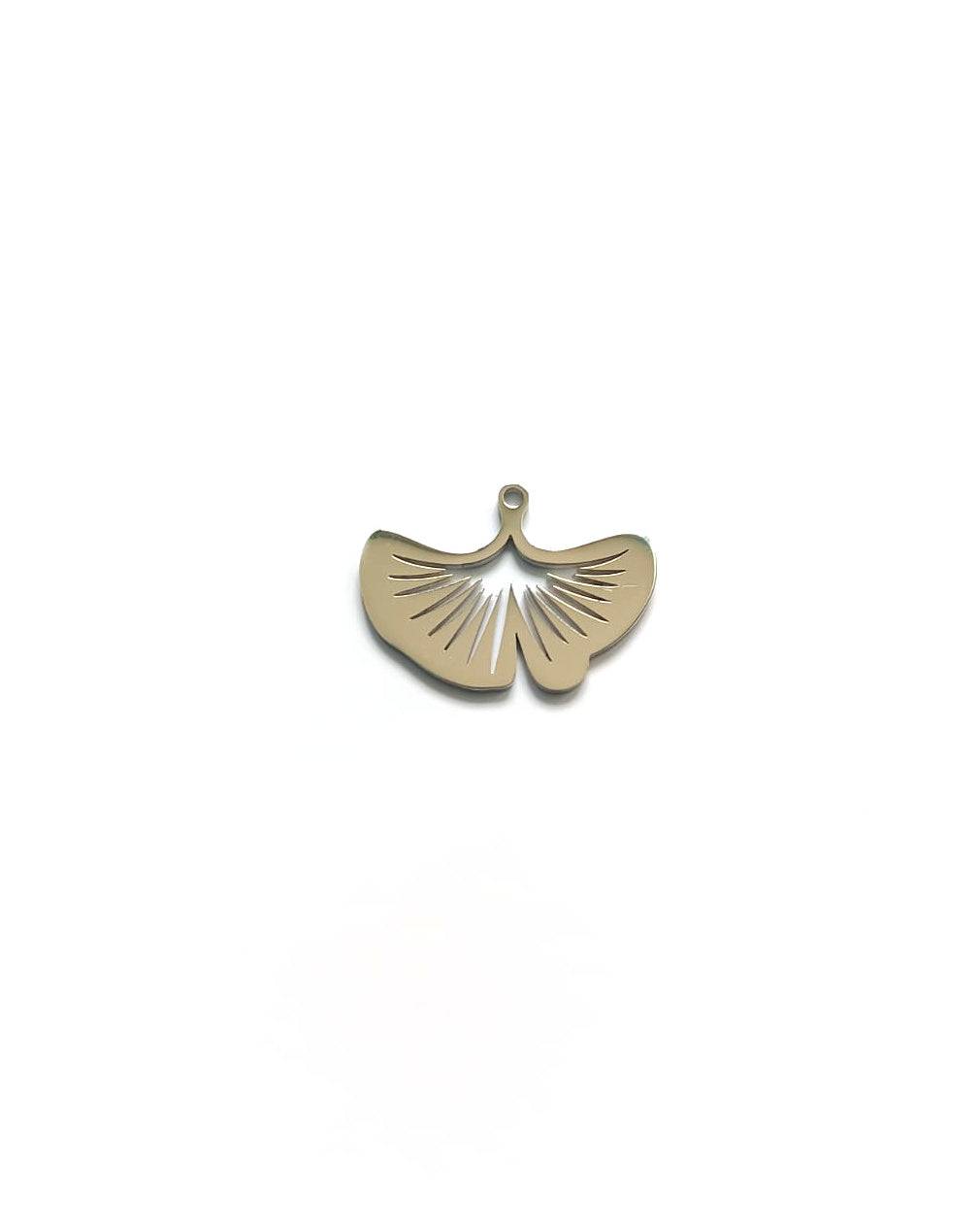 perlesetcreationbijoux - pendentif feuille de ginkgo en acier inoxydable de 18x25 mm argenté 