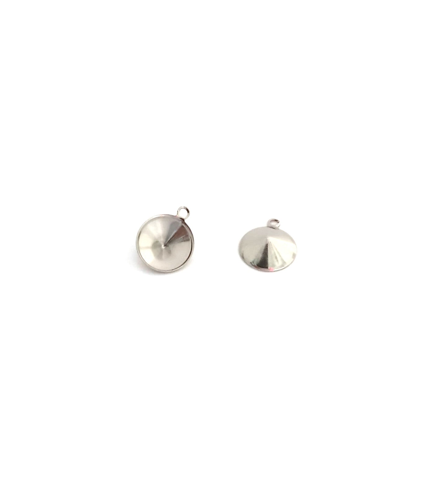 Pendentif support strass acier inox argenté - pour strass 8 mm