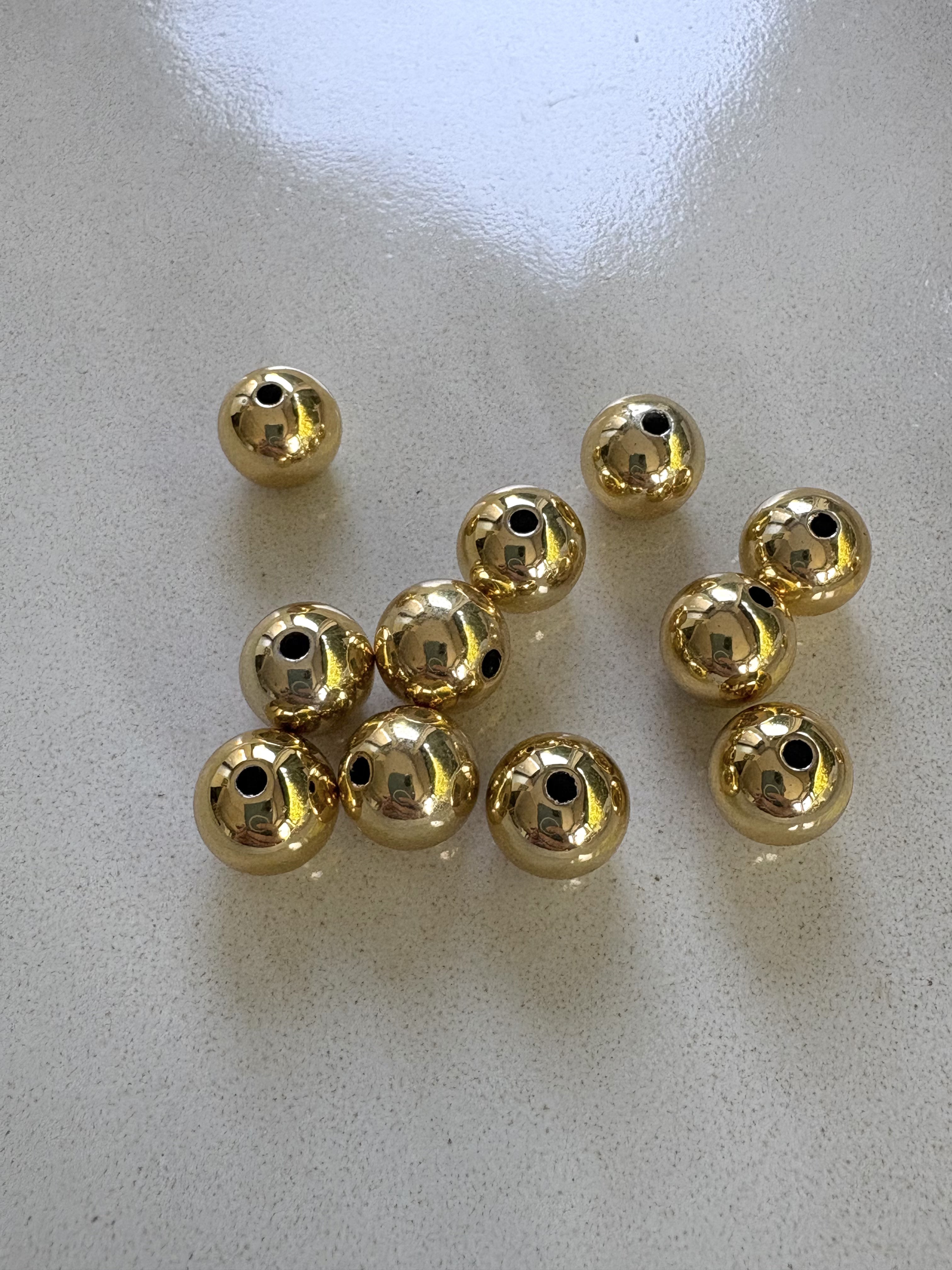 perlesetcreationbijoux - perles rondes dorées en acrylique de 12 mm
