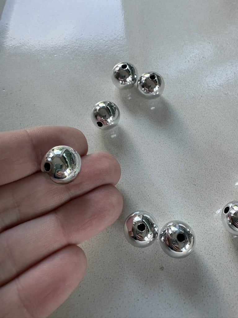perlesetcreationbijoux - perles rondes en acrylique 14 mm argenté