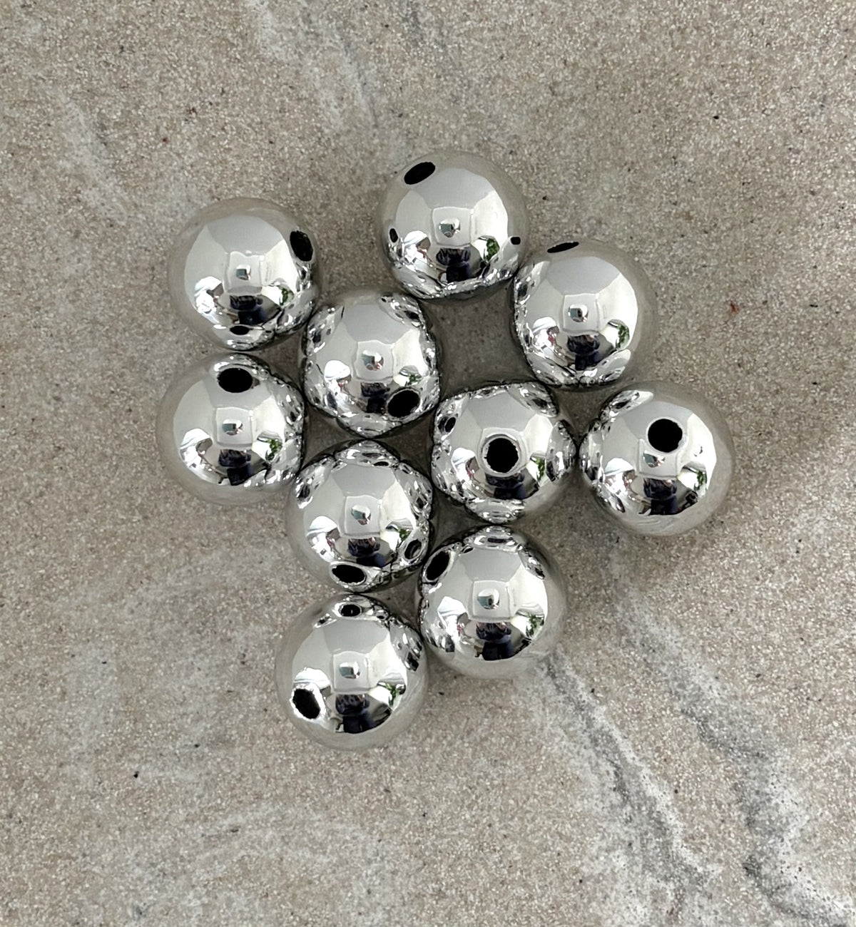 perlesetcreationbijoux - perles rondes en acrylique 14 mm argenté