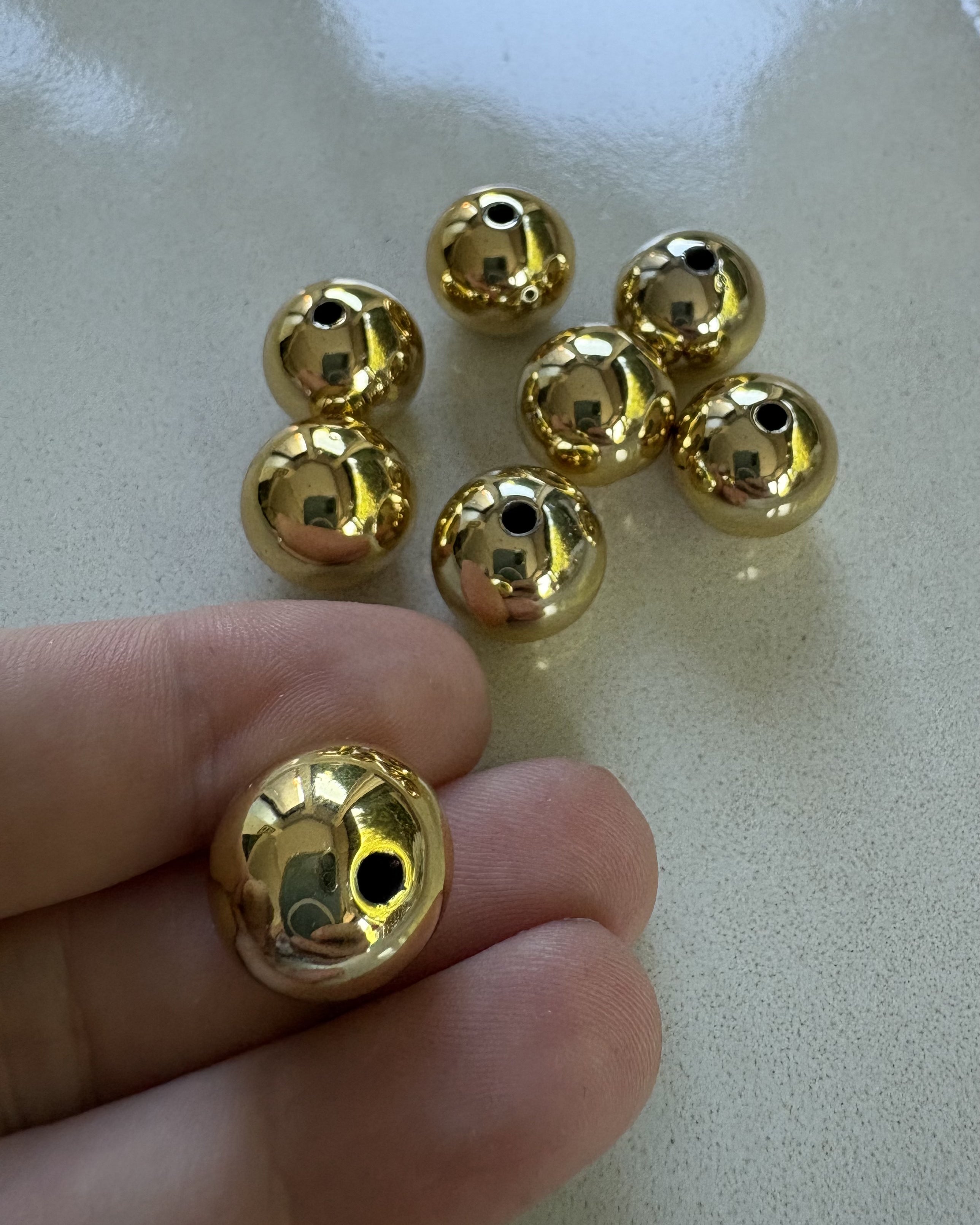 perlesetcreationbijoux - perles rondes dorées en acrylique de 16 mm