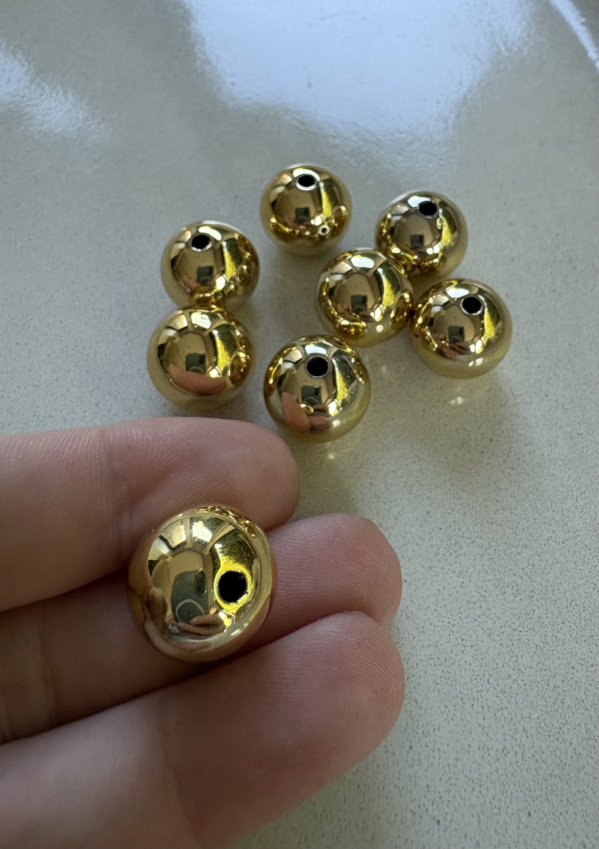 perlesetcreationbijoux - perles rondes dorées en acrylique de 16 mm
