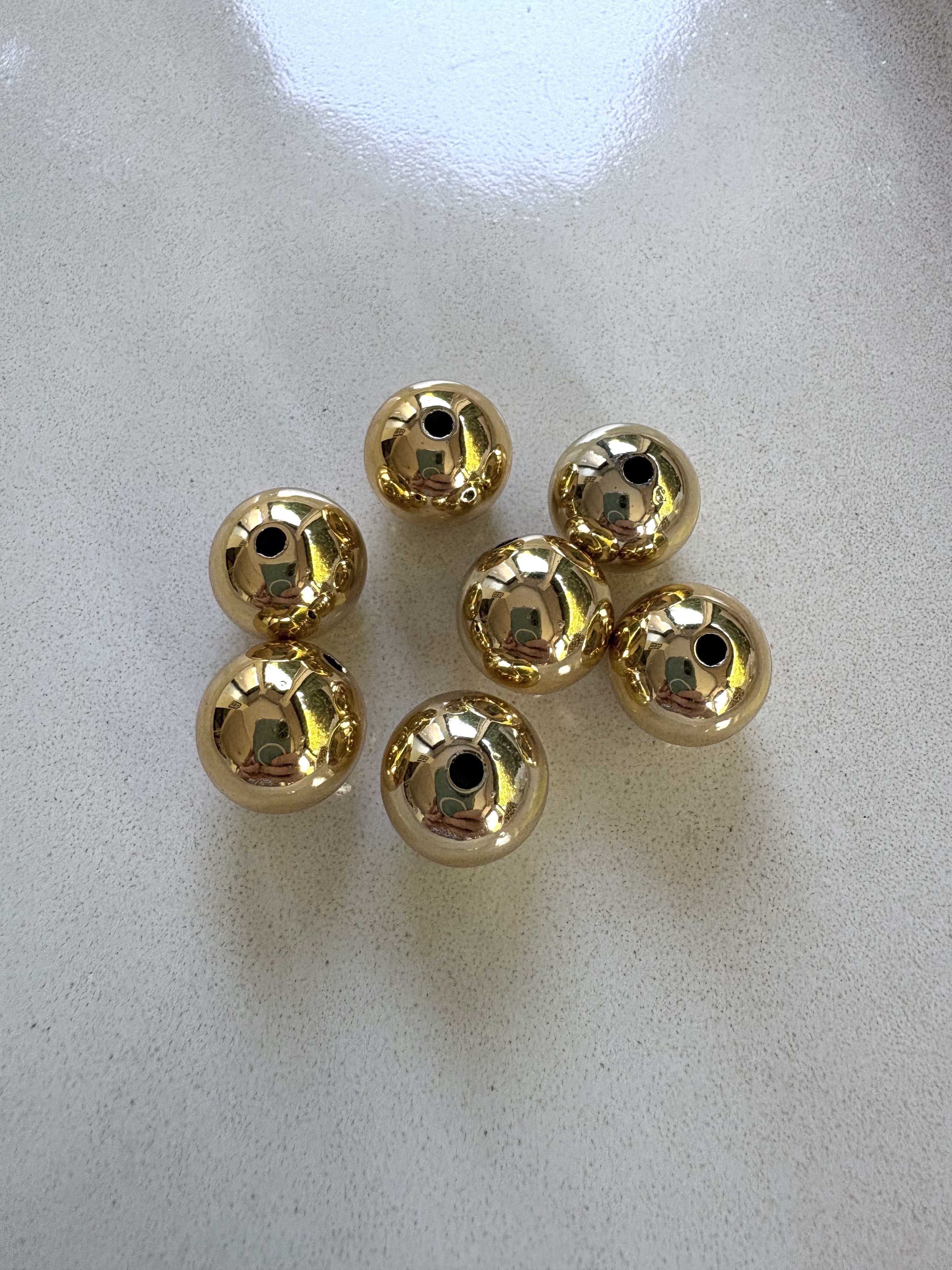 perlesetcreationbijoux - perles rondes dorées en acrylique de 16 mm