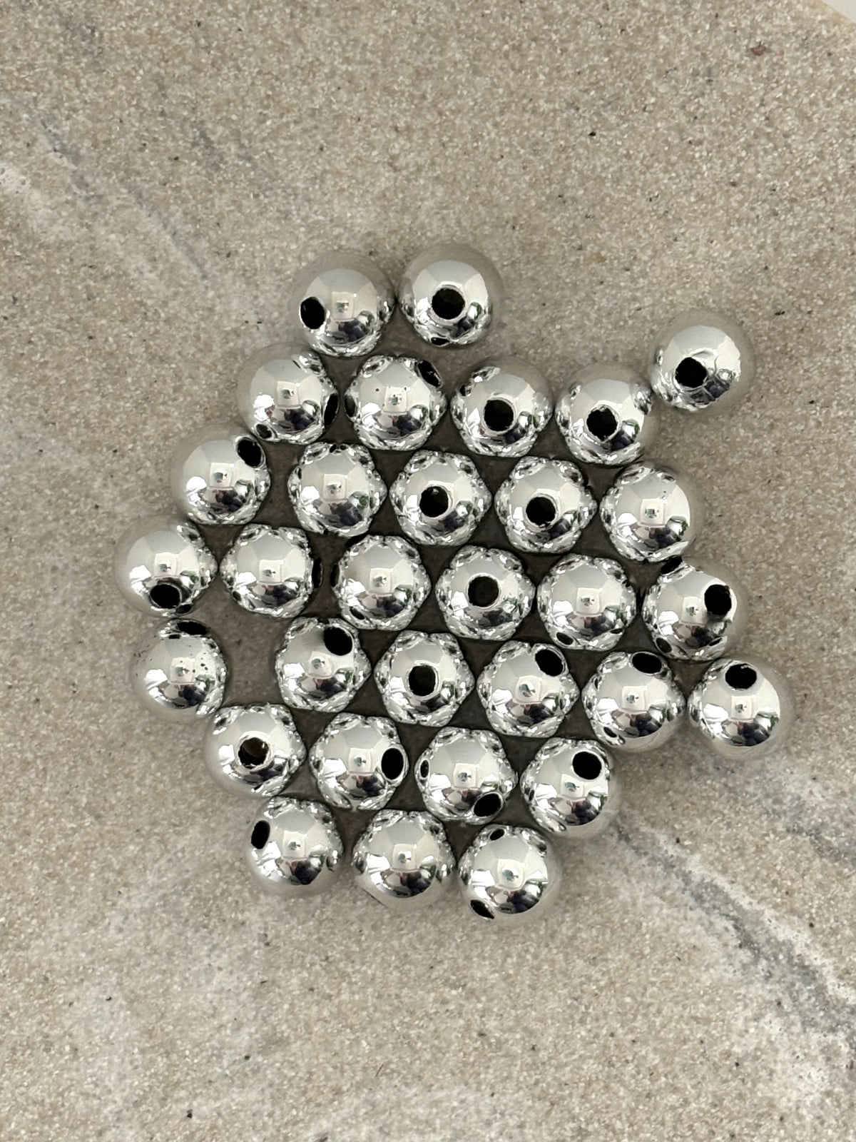 perlesetcreationbijoux - perles rondes en acrylique argenté 10mm