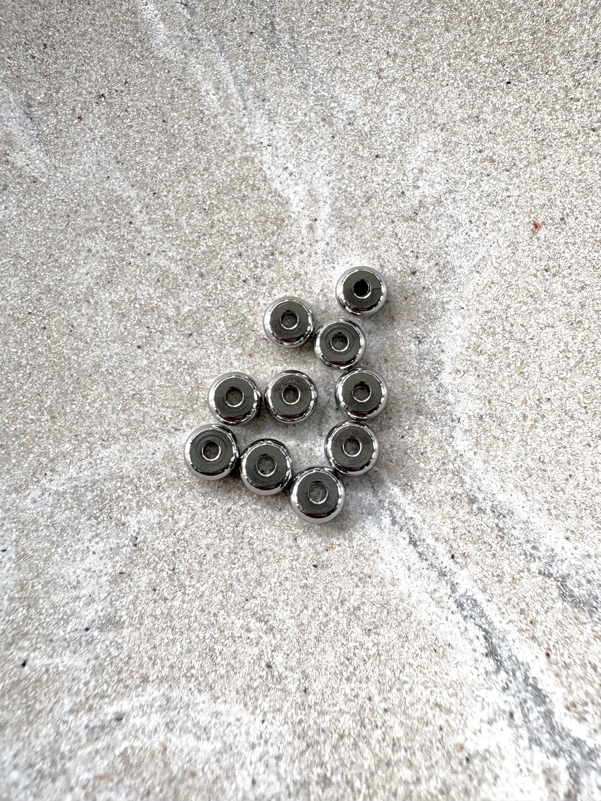 perlesetcreationbijoux - perles rondelles acier inox 6x2,5 mm argentées