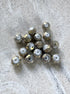 perlesetcreationbijoux - perles rondelles à facettes en verre, motifs pois dorés