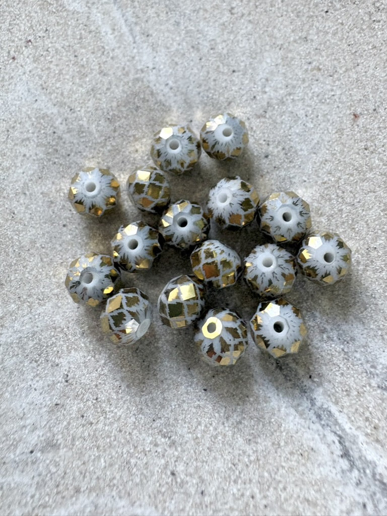 perlesetcreationbijoux - perles rondelles à facettes en verre, motifs géométriques