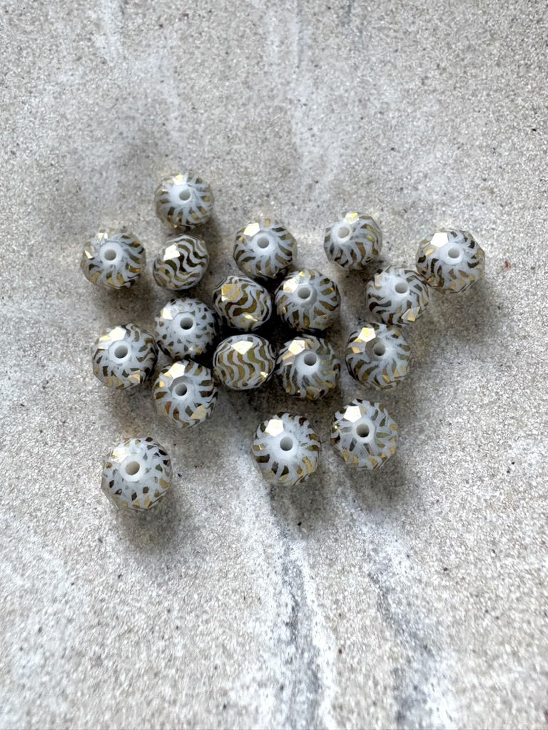 perlesetcreationbijoux - perles rondelles à facettes en verre, motifs zébrés