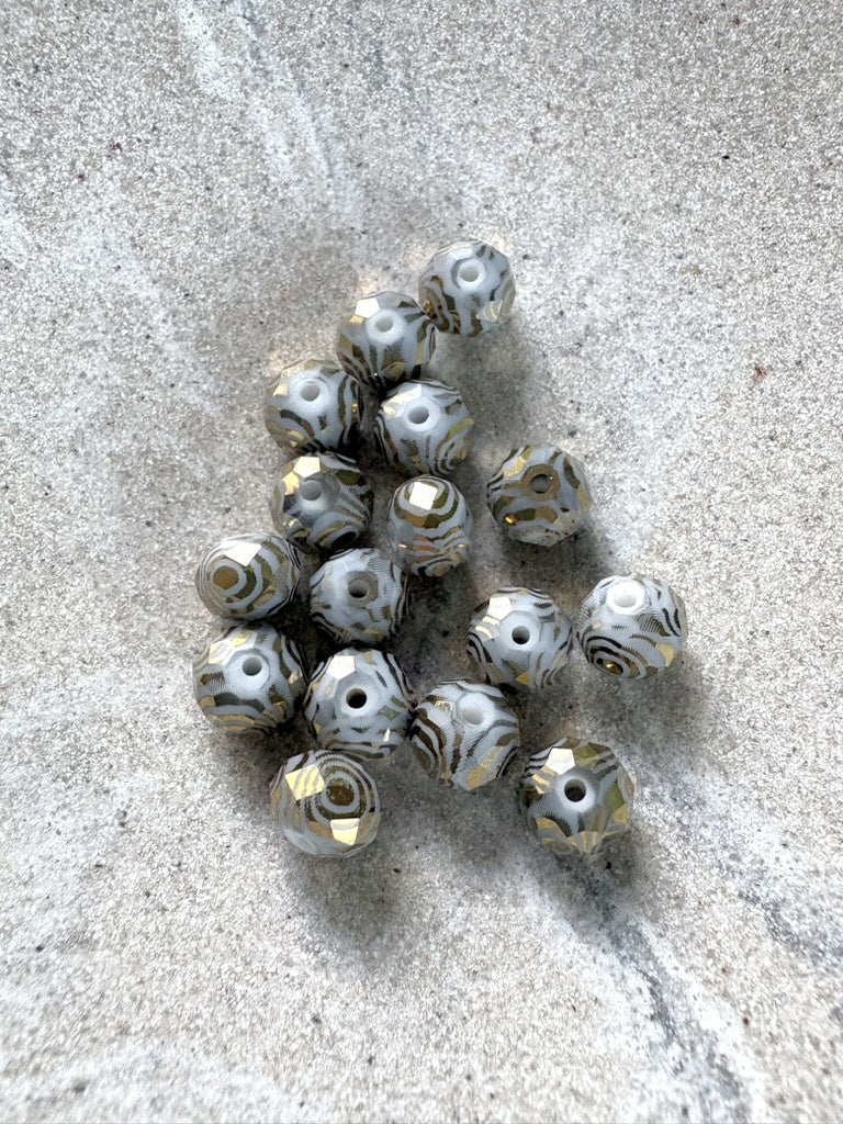 perlesetcreationbijoux - perles rondelles à facettes en verre, motifs circulaires