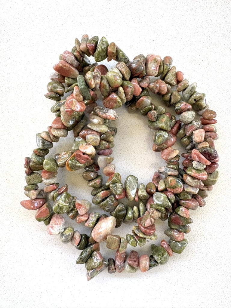 perlesetcreationbijoux - perles chips en unakite naturelle