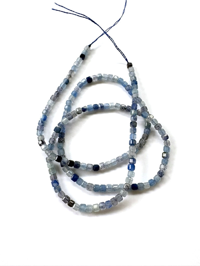 perlesetcreationbijoux - perles cubes en aventurine bleue naturelle de 2x2 mm