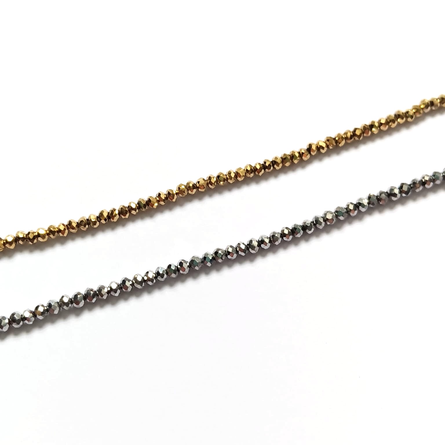 perlesetcreationbijoux - fils de perles rondelles à facettes en verre plaqué doré et argenté de 2x1,5 mm