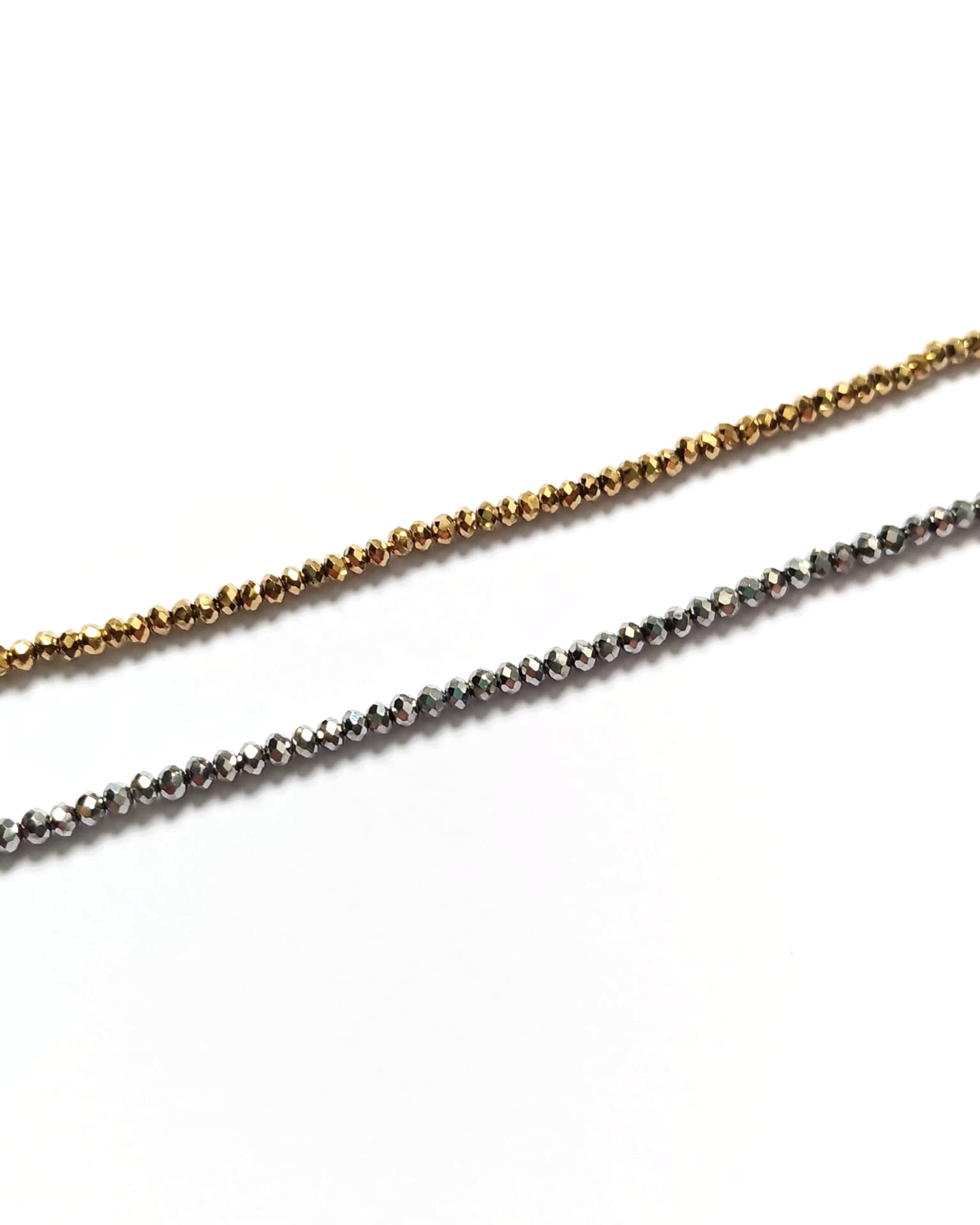 perlesetcreationbijoux - fils de perles rondelles à facettes en verre plaqué doré et argenté de 2x1,5 mm