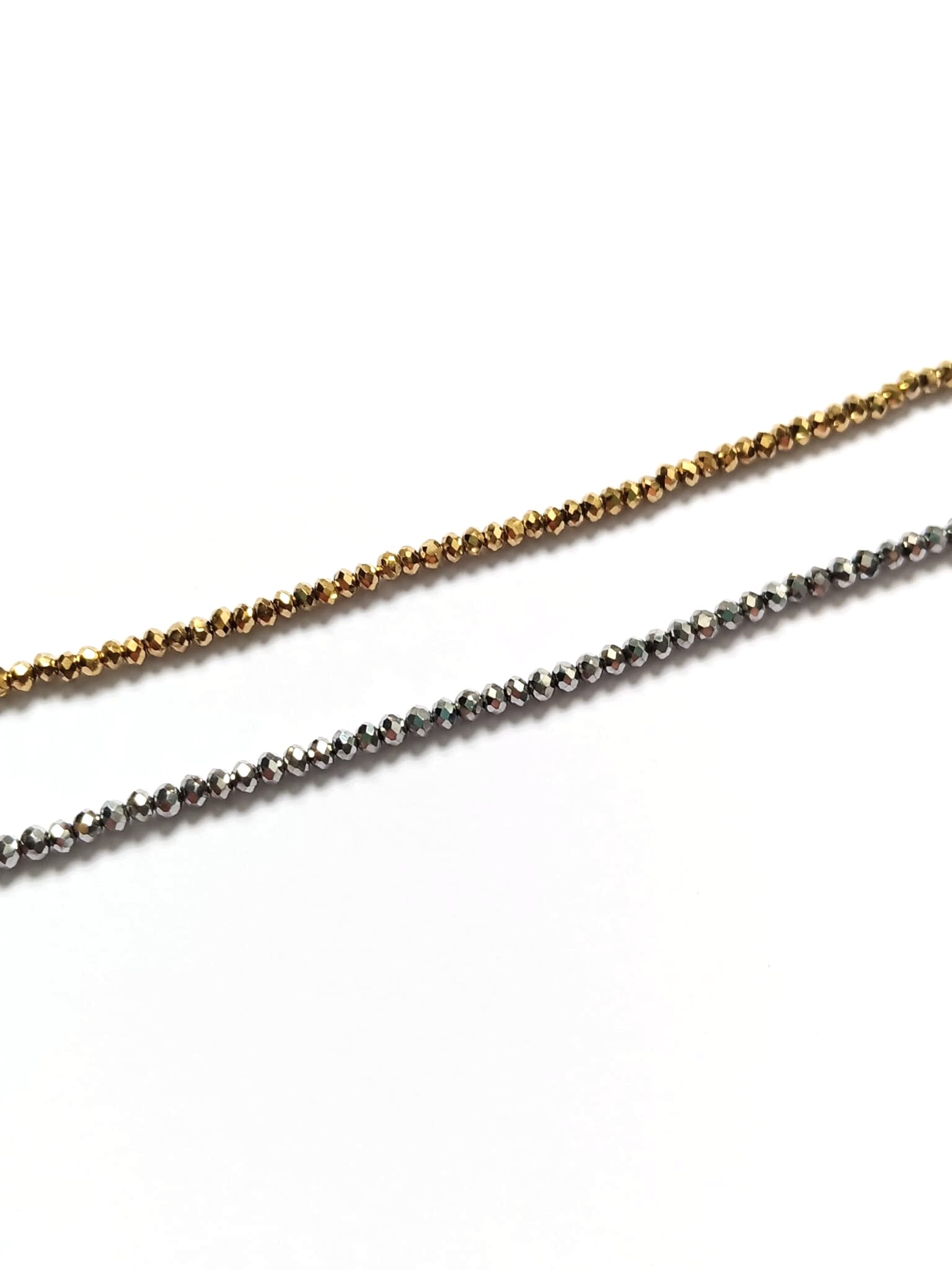 perlesetcreationbijoux - fils de perles rondelles à facettes en verre plaqué doré et argenté de 2x1,5 mm