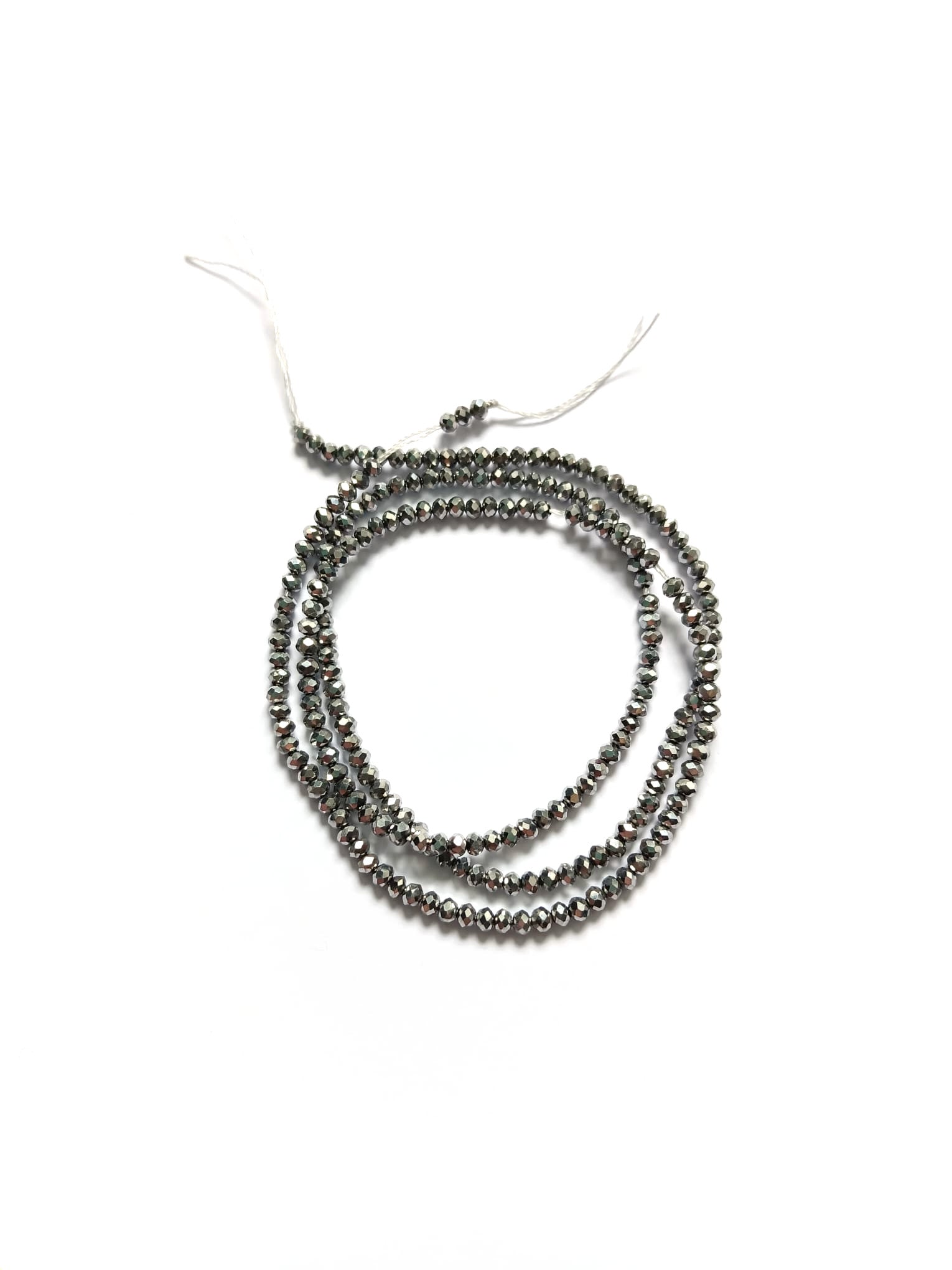 perlesetcreationbijoux - fil de perles rondelles à facettes en verre plaqué argenté de 2x1,5 mm
