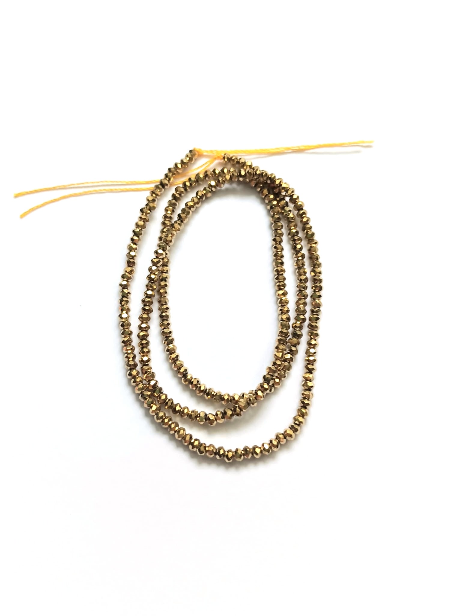 perlesetcreationbijoux - fil de perles rondelles à facettes en verre plaqué doré de 2x1,5 mm