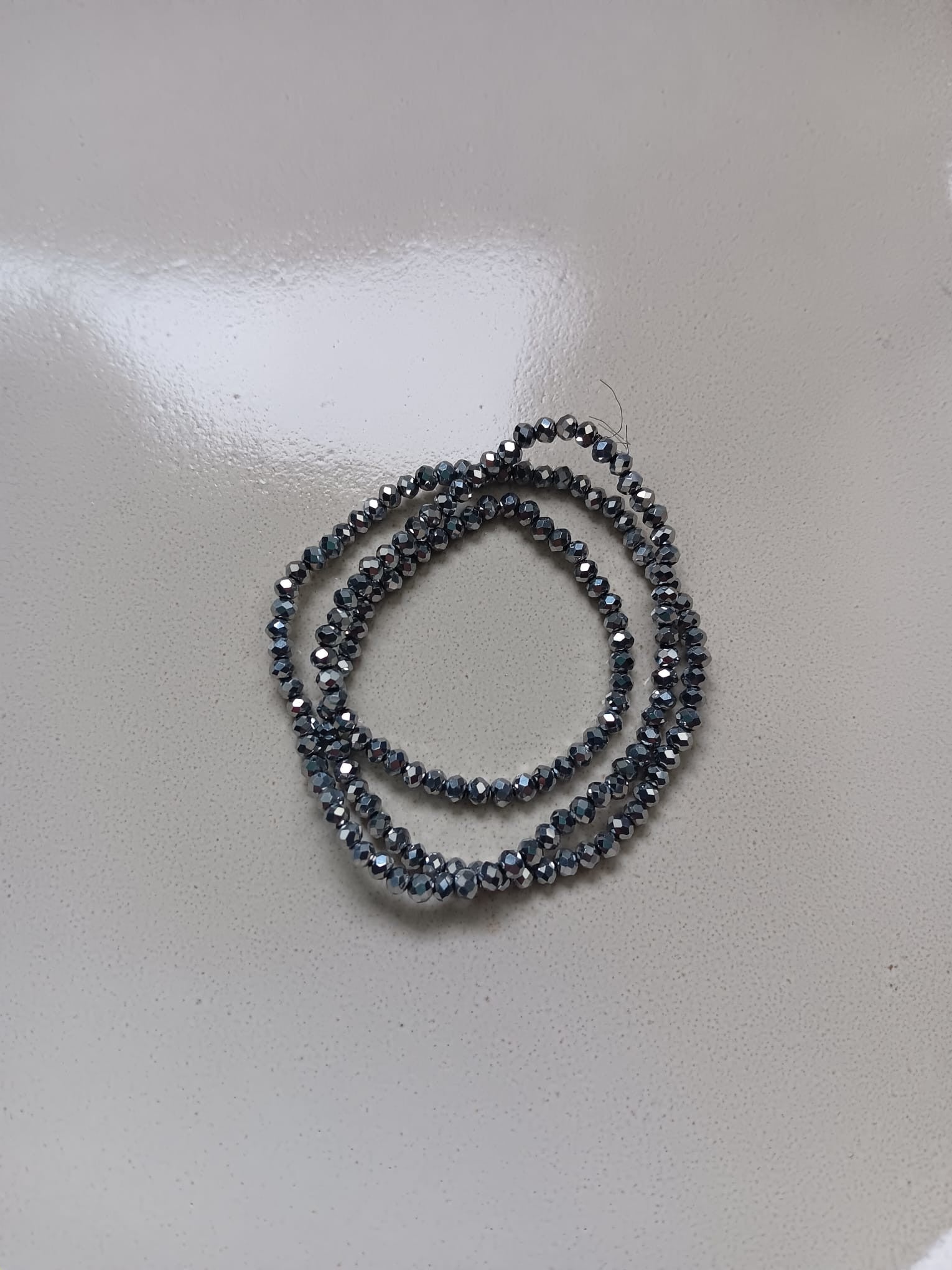 perlesetcreationbijoux - perles rondelles à facettes en verre argentées 3x2 mm
