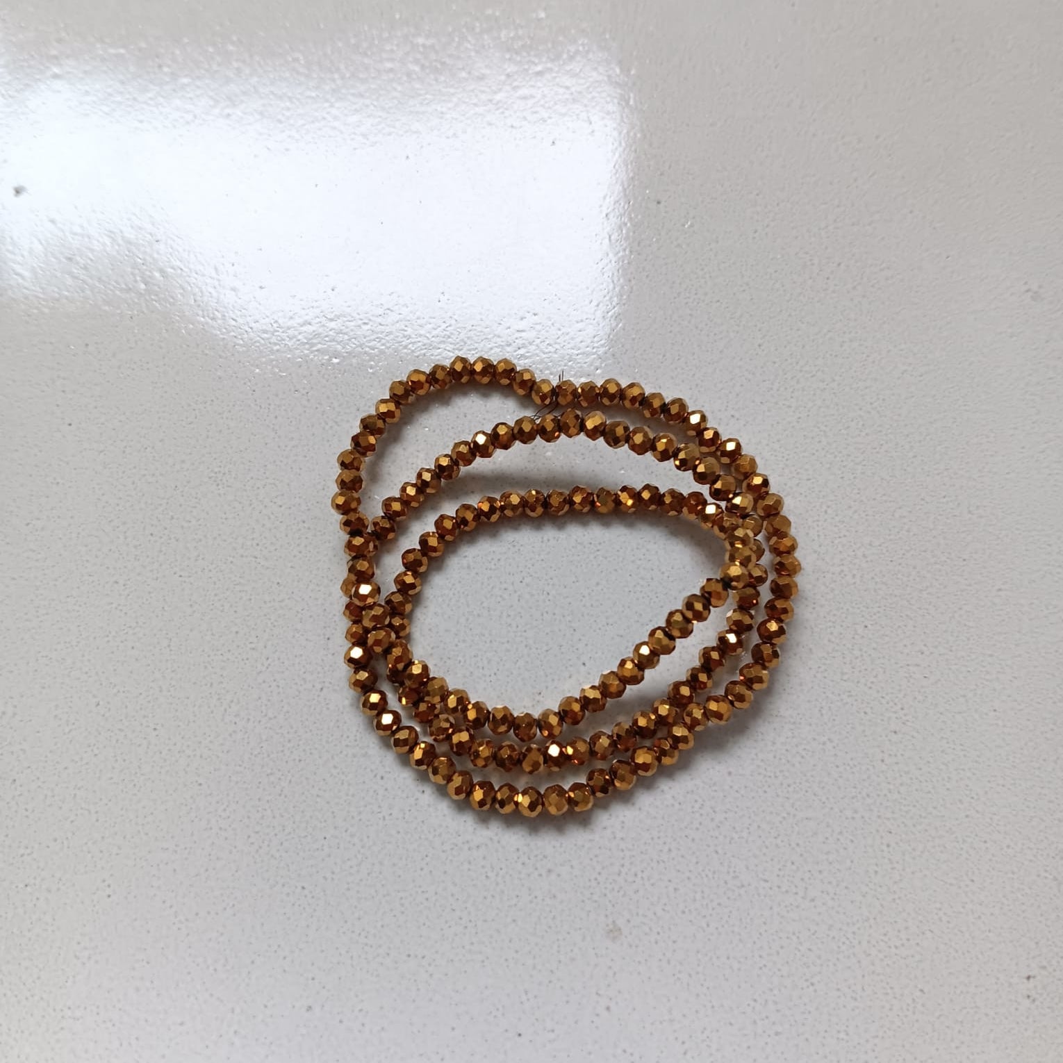 perlesetcreationbijoux - fil de perles rondelles à facettes en verre plaqué doré 3x2 mm