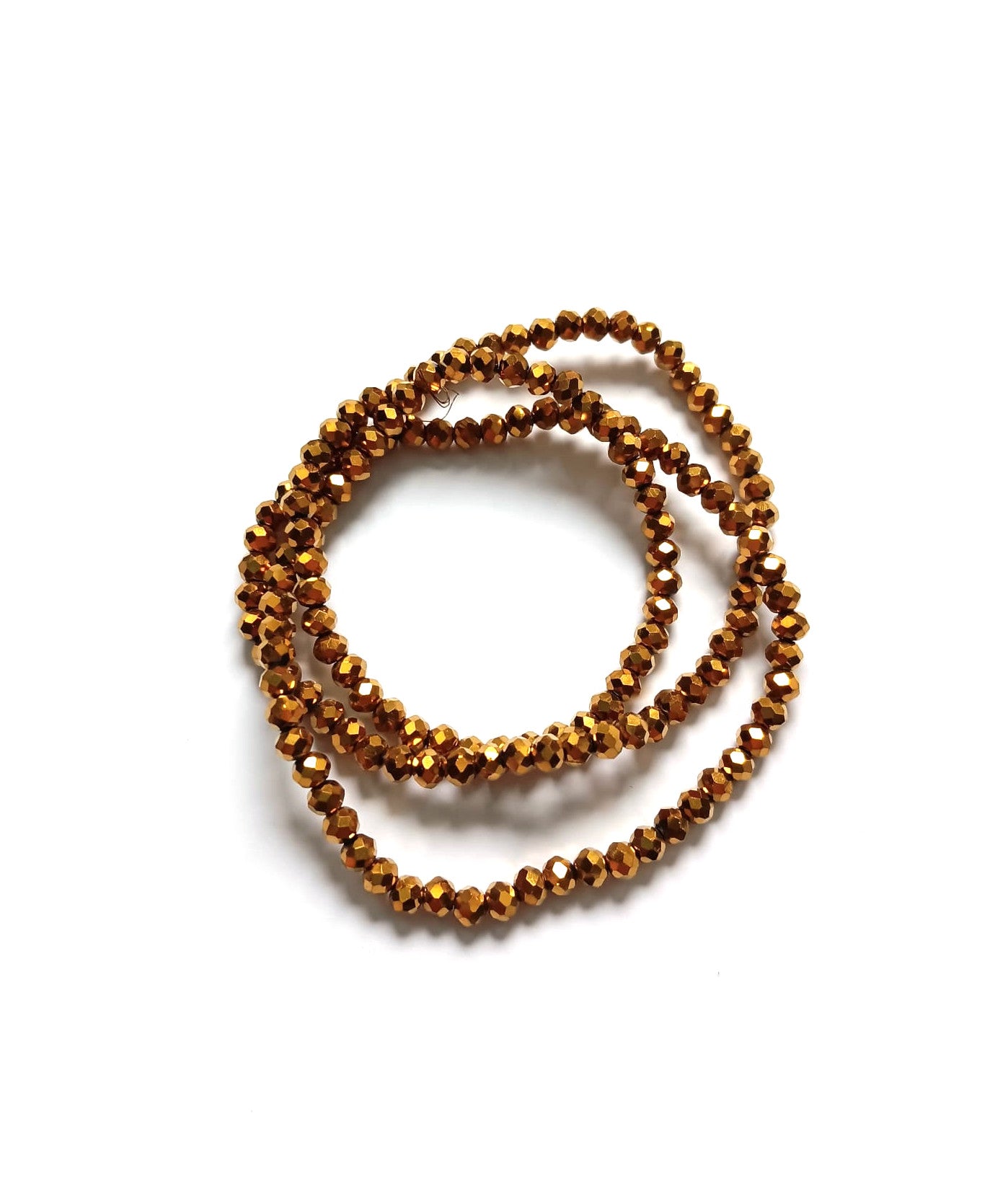 perlesetcreationbijoux - fil de perles rondelles à facettes en verre plaqué doré 3x2 mm