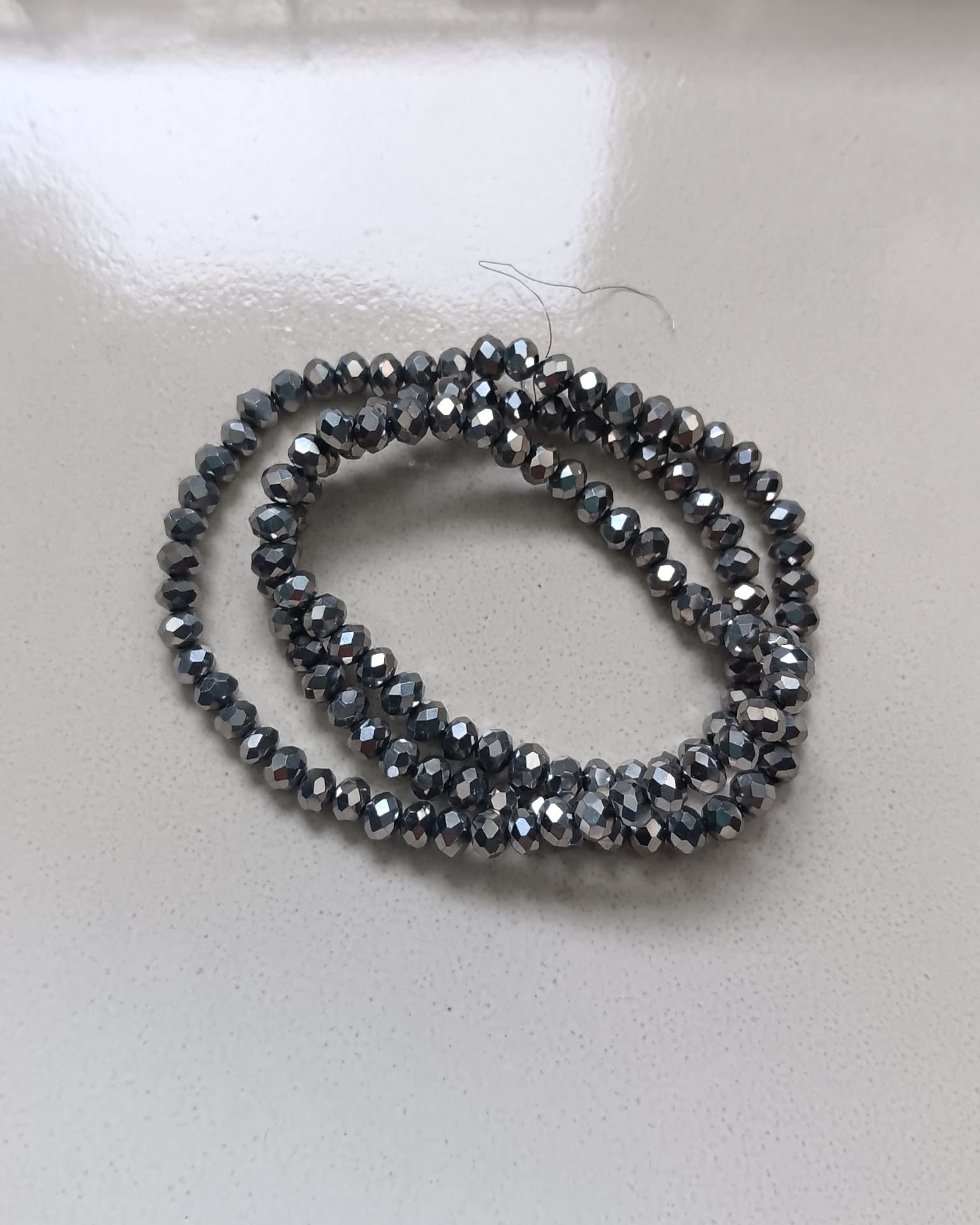 perlesetcreationbijoux - fil de perles rondelles à facettes en verre argentées de 4x3 mm