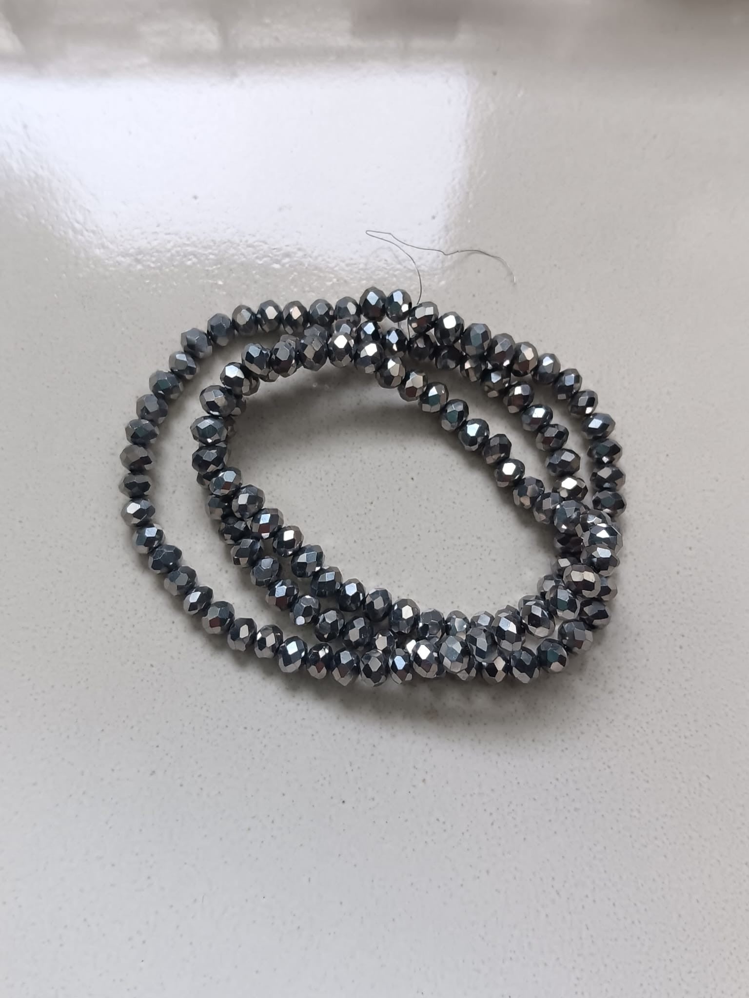perlesetcreationbijoux - fil de perles rondelles à facettes en verre argentées de 4x3 mm