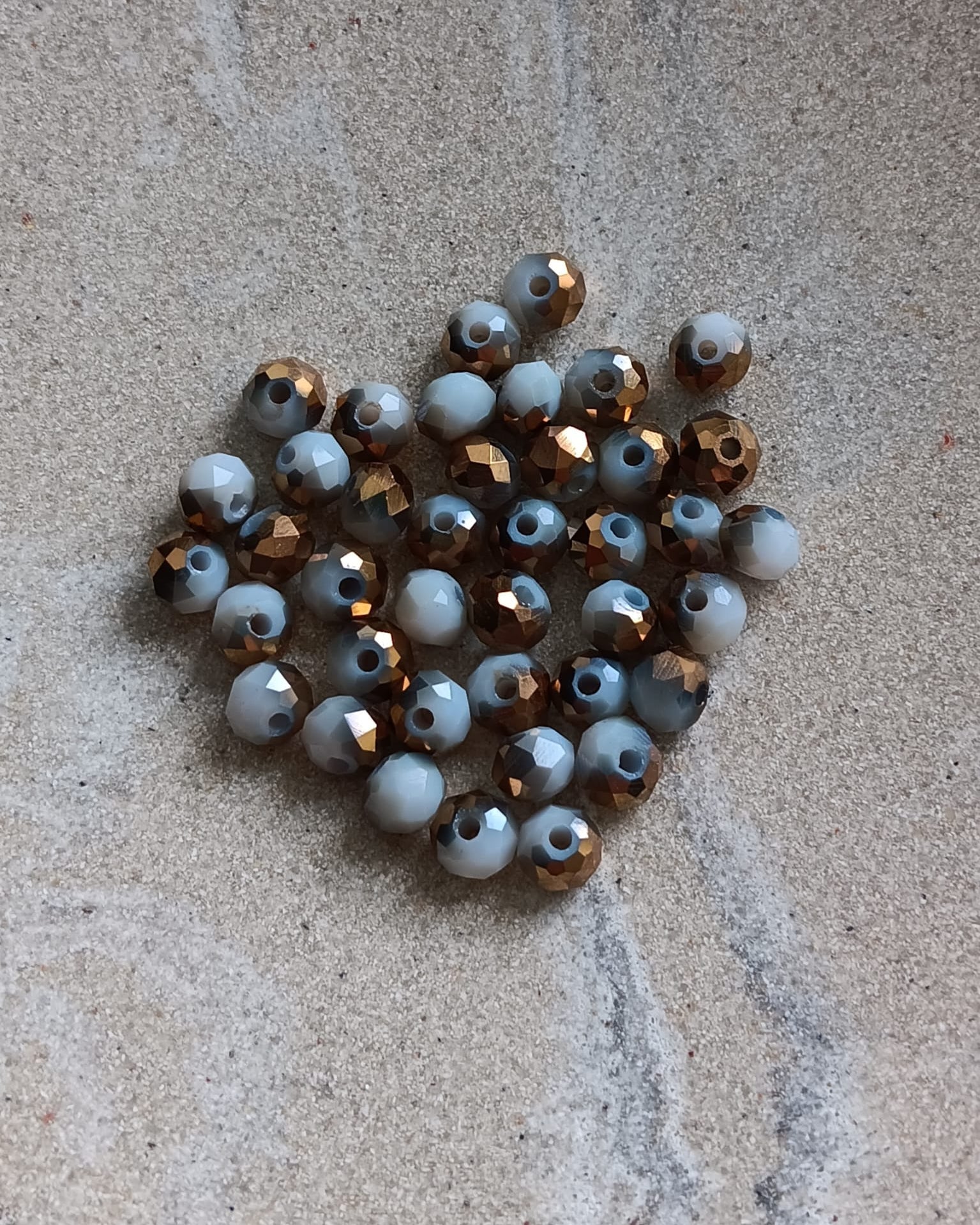 Perles rondelles facettées bicolores en verre - 6x5 mm x40
