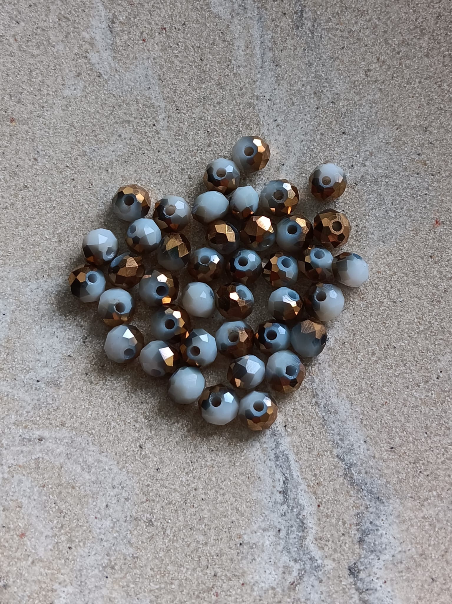 Perles rondelles facettées bicolores en verre - 6x5 mm x40