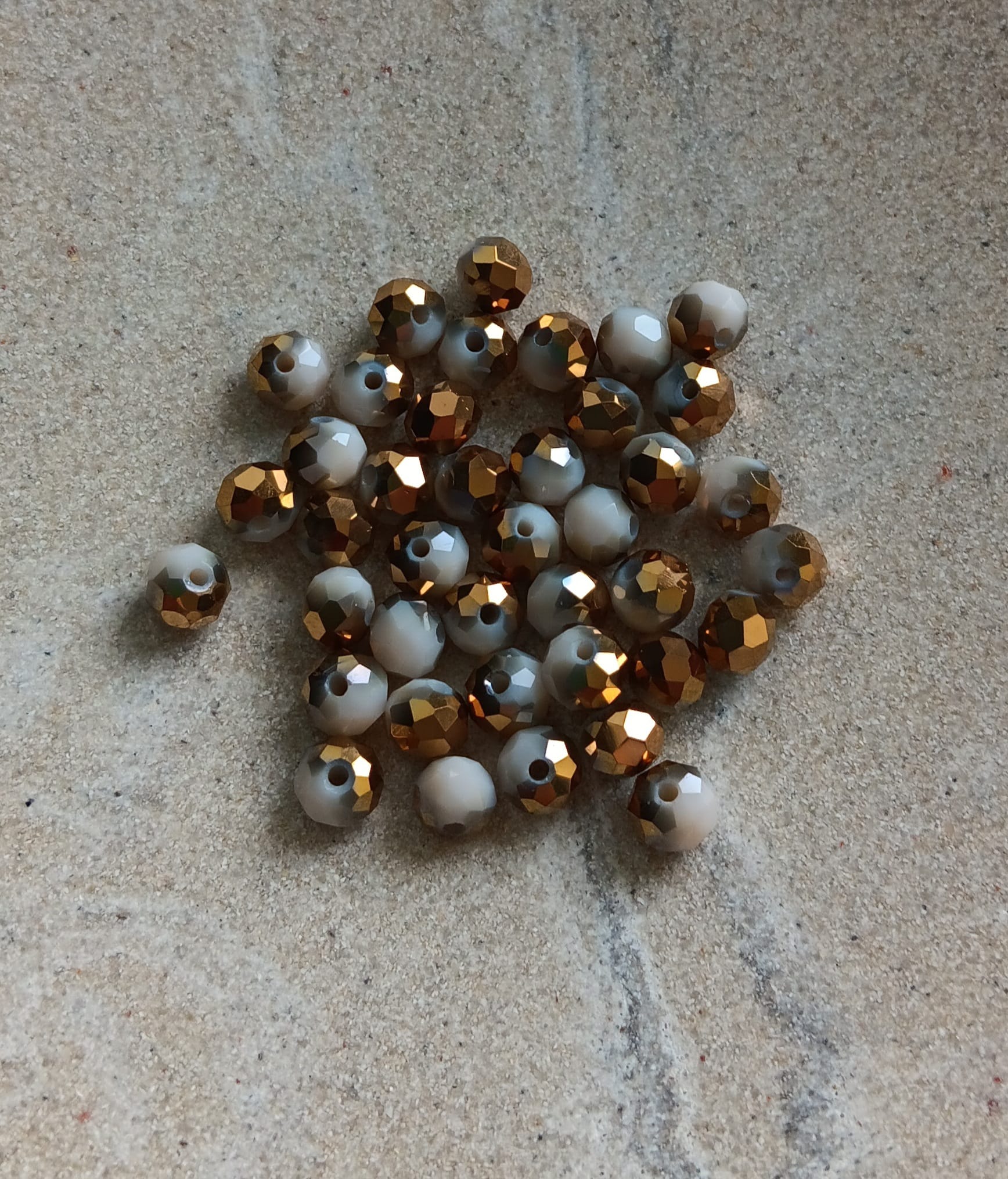 Perles rondelles facettées bicolores en verre - 6x5 mm x40
