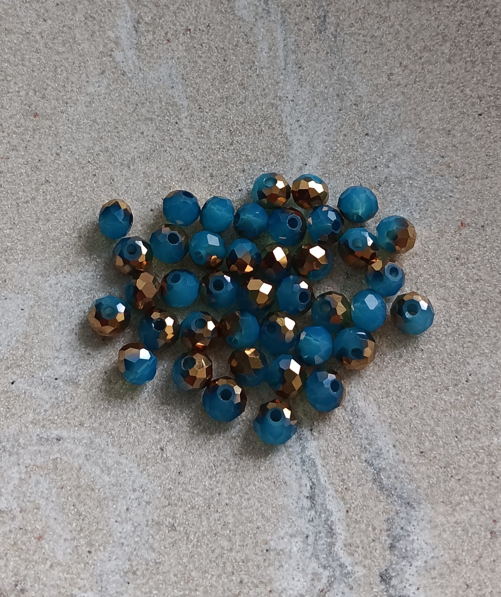 Perles rondelles facettées bicolores en verre - 6x5 mm x40